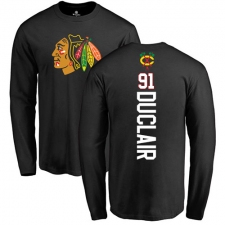 NHL Adidas Chicago Blackhawks #91 Anthony Duclair Black Backer Long Sleeve T-Shirt