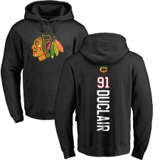 NHL Adidas Chicago Blackhawks #91 Anthony Duclair Black Backer Pullover Hoodie