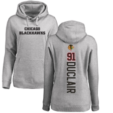 NHL Women's Adidas Chicago Blackhawks #91 Anthony Duclair Ash Backer Pullover Hoodie