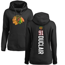 NHL Women's Adidas Chicago Blackhawks #91 Anthony Duclair Black Backer Pullover Hoodie