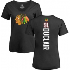 NHL Women's Adidas Chicago Blackhawks #91 Anthony Duclair Black Backer T-Shirt