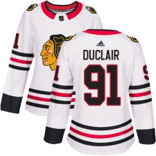 Women's Adidas Chicago Blackhawks #91 Anthony Duclair Authentic White Away NHL Jersey