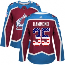 Women's Adidas Colorado Avalanche #35 Andrew Hammond Authentic Burgundy Red USA Flag Fashion NHL Jersey