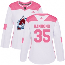 Women's Adidas Colorado Avalanche #35 Andrew Hammond Authentic White Pink Fashion NHL Jersey