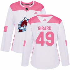 Women's Adidas Colorado Avalanche #49 Samuel Girard Authentic White Pink Fashion NHL Jersey