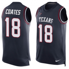 Men's Nike Houston Texans #18 Sammie Coates Limited Navy Blue Player Name & Number Tank Top NFL Jersey