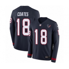 Men's Nike Houston Texans #18 Sammie Coates Limited Navy Blue Therma Long Sleeve NFL Jersey