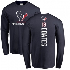 NFL Nike Houston Texans #18 Sammie Coates Navy Blue Backer Long Sleeve T-Shirt