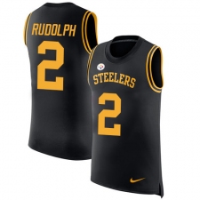 Men's Nike Pittsburgh Steelers #2 Mason Rudolph Black Rush Player Name & Number Tank Top NFL Jersey