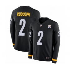 Youth Nike Pittsburgh Steelers #2 Mason Rudolph Limited Black Therma Long Sleeve NFL Jersey