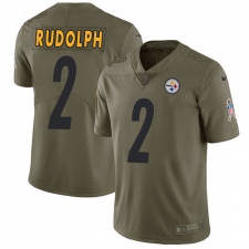 Youth Nike Pittsburgh Steelers #2 Mason Rudolph Limited Olive 2017 Salute to Service NFL Jersey