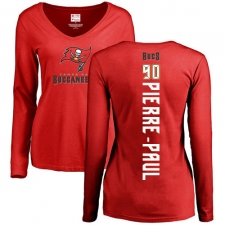NFL Women's Nike Tampa Bay Buccaneers #90 Jason Pierre-Paul Red Backer Long Sleeve T-Shirt