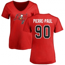 NFL Women's Nike Tampa Bay Buccaneers #90 Jason Pierre-Paul Red Name & Number Logo T-Shirt