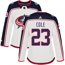 Women's Adidas Columbus Blue Jackets #23 Ian Cole Authentic White Away NHL Jersey