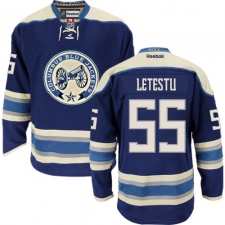 Men's Reebok Columbus Blue Jackets #55 Mark Letestu Authentic Navy Blue Third NHL Jersey