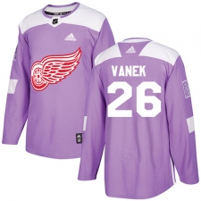 Youth Adidas Detroit Red Wings #26 Thomas Vanek Authentic Purple Fights Cancer Practice NHL Jersey