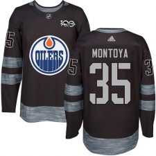Men's Adidas Edmonton Oilers #35 Al Montoya Authentic Black 1917-2017 100th Anniversary NHL Jersey