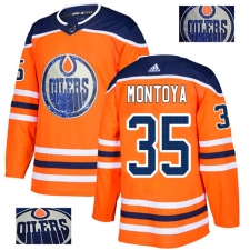 Men's Adidas Edmonton Oilers #35 Al Montoya Authentic Orange Fashion Gold NHL Jersey