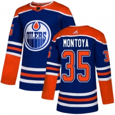 Men's Adidas Edmonton Oilers #35 Al Montoya Premier Royal Blue Alternate NHL Jersey