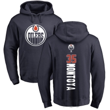 NHL Adidas Edmonton Oilers #35 Al Montoya Navy Blue Backer Pullover Hoodie