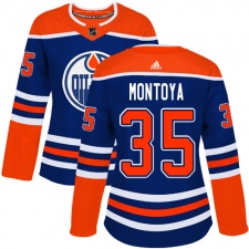 Women's Adidas Edmonton Oilers #35 Al Montoya Authentic Royal Blue Alternate NHL Jersey