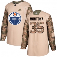 Youth Adidas Edmonton Oilers #35 Al Montoya Authentic Camo Veterans Day Practice NHL Jersey