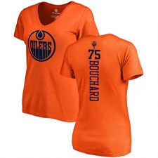 NHL Women's Adidas Edmonton Oilers #75 Evan Bouchard Orange One Color Backer Slim Fit V-Neck T-Shirt