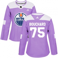 Women's Adidas Edmonton Oilers #75 Evan Bouchard Authentic Purple Fights Cancer Practice NHL Jersey