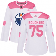 Women's Adidas Edmonton Oilers #75 Evan Bouchard Authentic White Pink Fashion NHL Jersey
