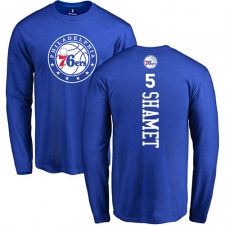 NBA Nike Philadelphia 76ers #5 Landry Shamet Royal Blue Backer Long Sleeve T-Shirt