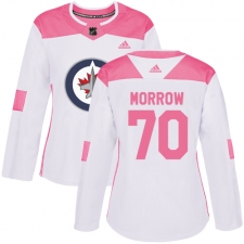 Women's Adidas Winnipeg Jets #70 Joe Morrow Authentic White Pink Fashion NHL Jersey