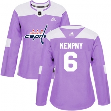 Women's Adidas Washington Capitals #6 Michal Kempny Authentic Purple Fights Cancer Practice NHL Jersey