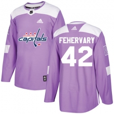 Men's Adidas Washington Capitals #42 Martin Fehervary Authentic Purple Fights Cancer Practice NHL Jersey