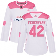 Women's Adidas Washington Capitals #42 Martin Fehervary Authentic White Pink Fashion NHL Jersey