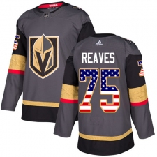 Men's Adidas Vegas Golden Knights #75 Ryan Reaves Authentic Gray USA Flag Fashion NHL Jersey
