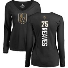 NHL Women's Adidas Vegas Golden Knights #75 Ryan Reaves Black Backer Slim Fit Long Sleeve T-Shirt