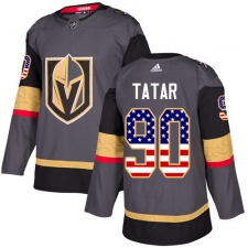 Men's Adidas Vegas Golden Knights #90 Tomas Tatar Authentic Gray USA Flag Fashion NHL Jersey