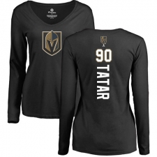 NHL Women's Adidas Vegas Golden Knights #90 Tomas Tatar Black Backer Slim Fit Long Sleeve T-Shirt