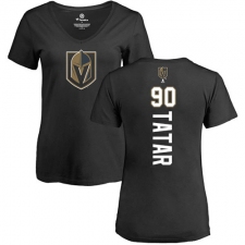 NHL Women's Adidas Vegas Golden Knights #90 Tomas Tatar Black Backer Slim Fit V-Neck T-Shirt