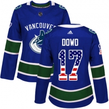 Women's Adidas Vancouver Canucks #17 Nic Dowd Authentic Blue USA Flag Fashion NHL Jersey