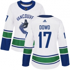 Women's Adidas Vancouver Canucks #17 Nic Dowd Authentic White Away NHL Jersey