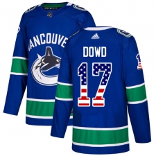 Youth Adidas Vancouver Canucks #17 Nic Dowd Authentic Blue USA Flag Fashion NHL Jersey