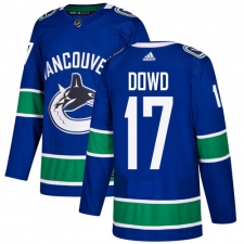 Youth Adidas Vancouver Canucks #17 Nic Dowd Premier Blue Home NHL Jersey