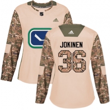 Women's Adidas Vancouver Canucks #36 Jussi Jokinen Authentic Camo Veterans Day Practice NHL Jersey