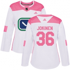 Women's Adidas Vancouver Canucks #36 Jussi Jokinen Authentic White Pink Fashion NHL Jersey