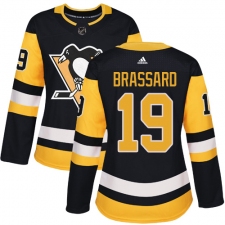 Women's Adidas Pittsburgh Penguins #19 Derick Brassard Authentic Black Home NHL Jersey