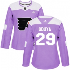 Women's Adidas Philadelphia Flyers #29 Johnny Oduya Authentic Purple Fights Cancer Practice NHL Jersey