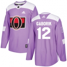 Men's Adidas Ottawa Senators #12 Marian Gaborik Authentic Purple Fights Cancer Practice NHL Jersey