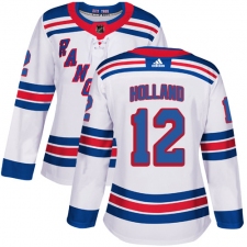 Women's Adidas New York Rangers #12 Peter Holland Authentic White Away NHL Jersey
