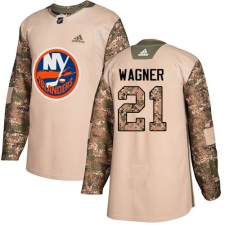 Men's Adidas New York Islanders #21 Chris Wagner Authentic Camo Veterans Day Practice NHL Jersey